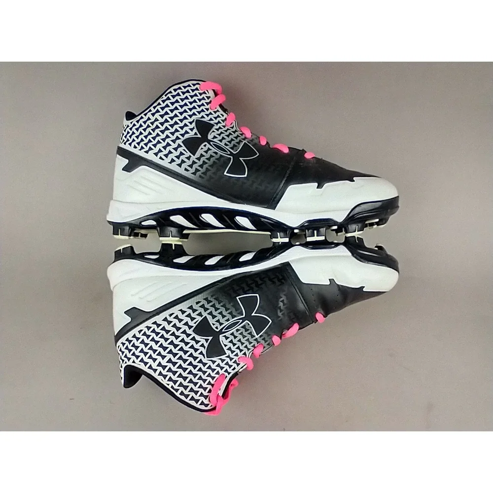 Under‎ Armour Heater Spine Baseball Cleats Mens 9 Black White Pink 1274396-011